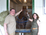 Avram C. Freedberg , his wife Rhoda and Ahvee's Destiny at Linda Rice Stables, June 2008.